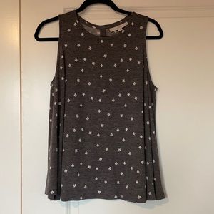Loft sleeveless trapeze knit top. Gray. Medium. Pre owned but in good condition